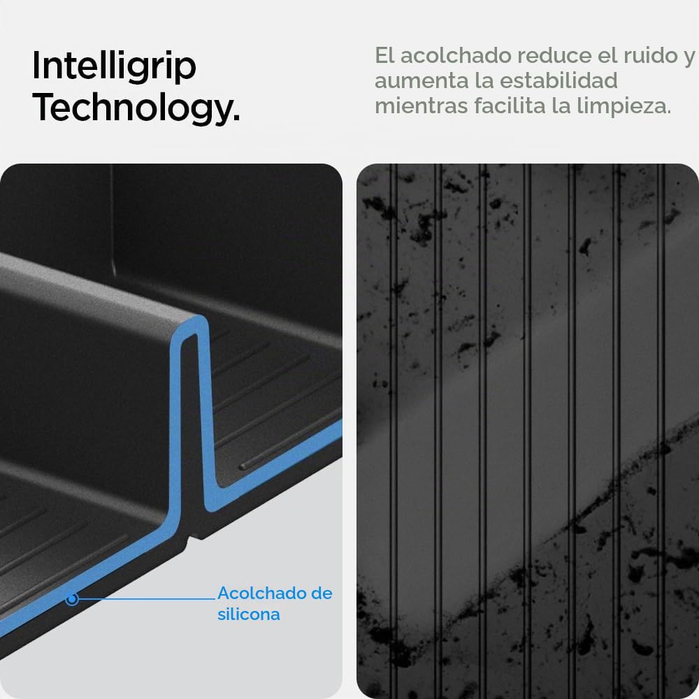 Spigen Tesla Model Y 2026 Juniper (Solo Premium & Performance 2025 2026) y Model 3 Highland (Standard, Premium & Performance 2024/25/26) Non-Slide Center Console Bandeja Organizadora Accesorios