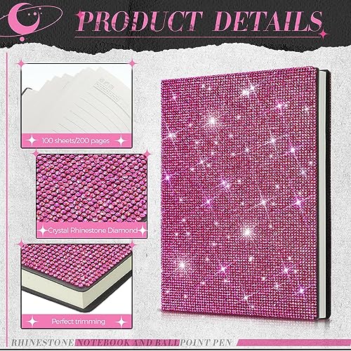 Carnet de notes avec strass Kosiz rose rouge pour rompre avec la papeterie terne - 4
