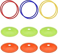 Vista 1 de Cosmos Juego de 12 anillos de agilidad de velocidad, conos marcadores, anillos de entrenamiento de fútbol multicolor, conos de disco de marcado