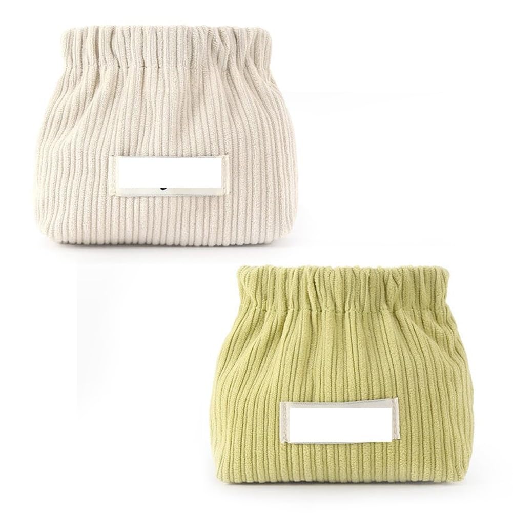 Corduroy Elastic Storage Bag 2 Stück elastische Haargummi-Organizer, Cord-Aufbewahrungstasche, Haar-Accessoire, Schmuck-Aufbewahrungs-Organizer for Frauen und Mädchen