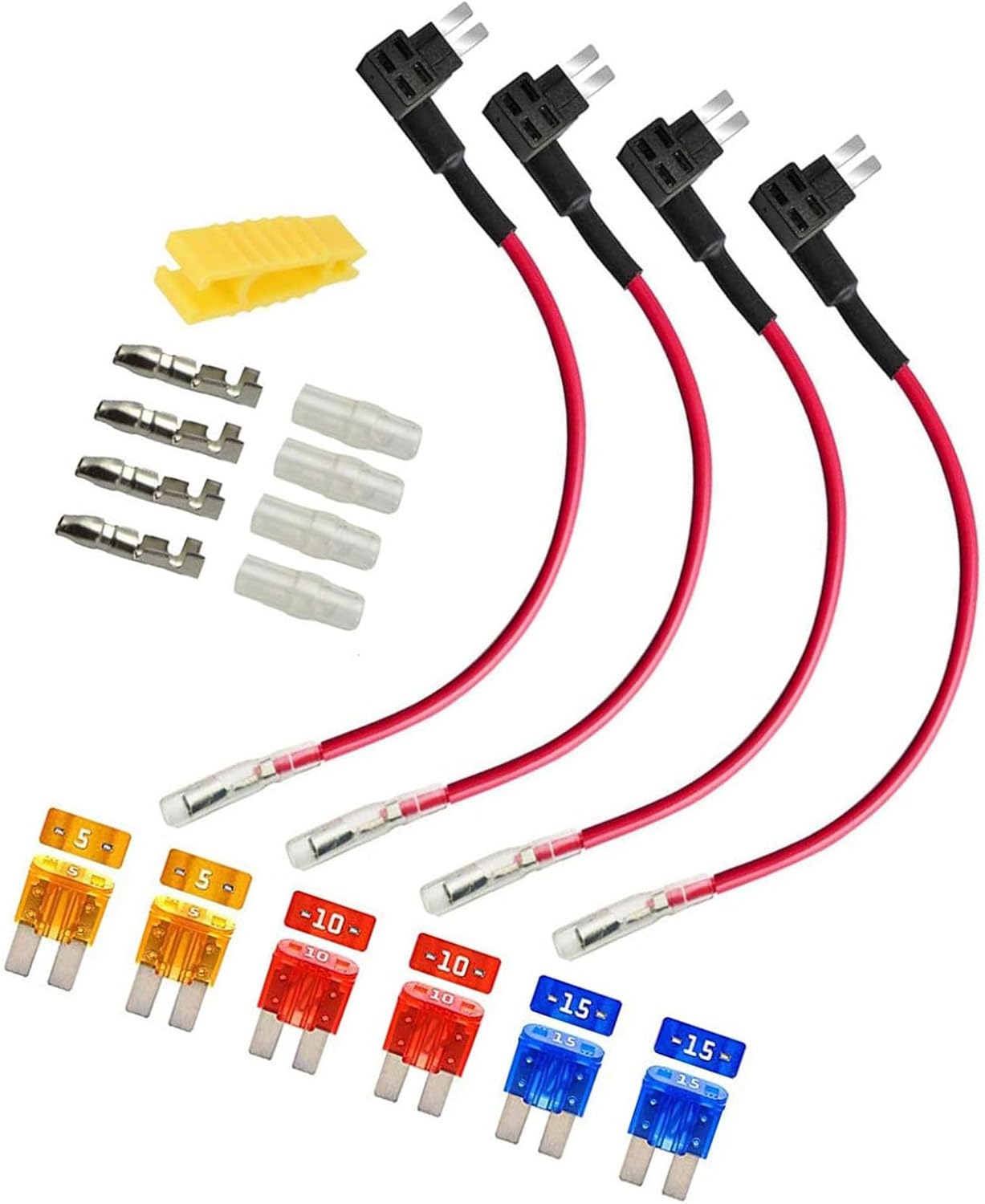 Amazon.co.jp 4個12V 24V Micro2小型回路ヒューズタップ キット、ワイヤーハーネス付き自動車フラットタイプブレード