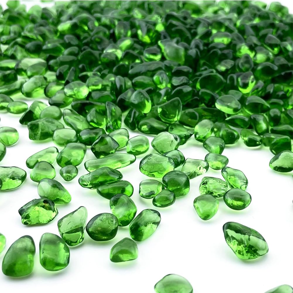 Aquarium Glass Stones, 0.9BL Green Sea Glass Pebbles Non-Toxic Artificial Crystal Gemstones for Turtle Fish Tank Vase Filler Terrarium Flowerpot Decoration-image-14