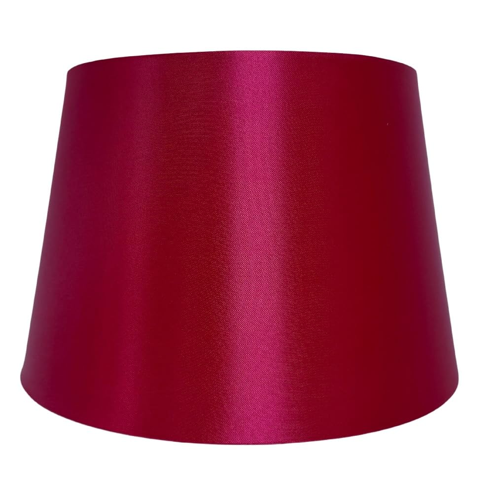 Britalia Red Vintage Drum Lampshade, Satin, 30 Cm Diameter, White Inner, Rolled Edge