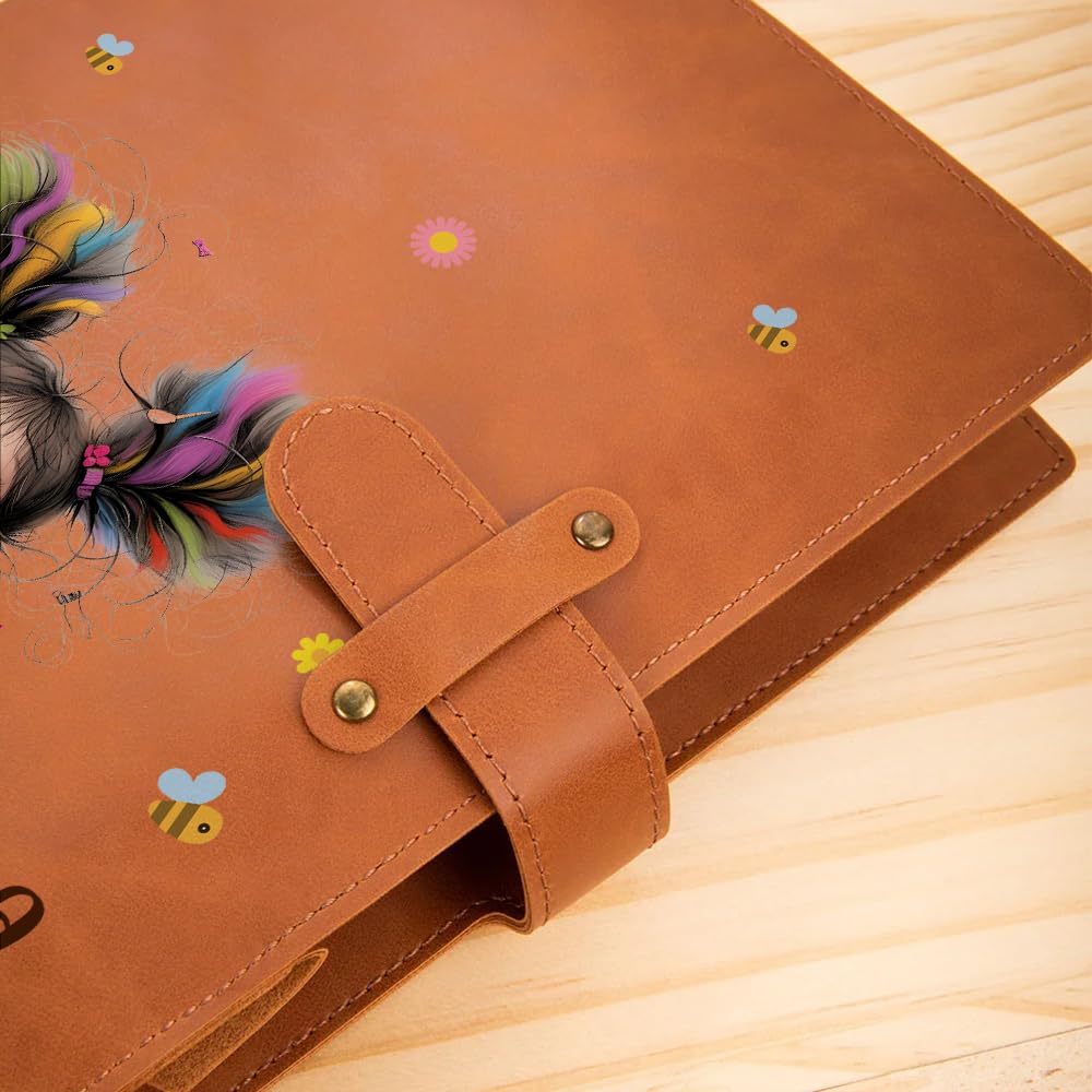 CALLIE Personalized Sketchbook Cover A5 with Storage Pocket | Custom Name and Quirky Girl on PU Leather Notebooks Cover - Gifts for Teachers Artists Students