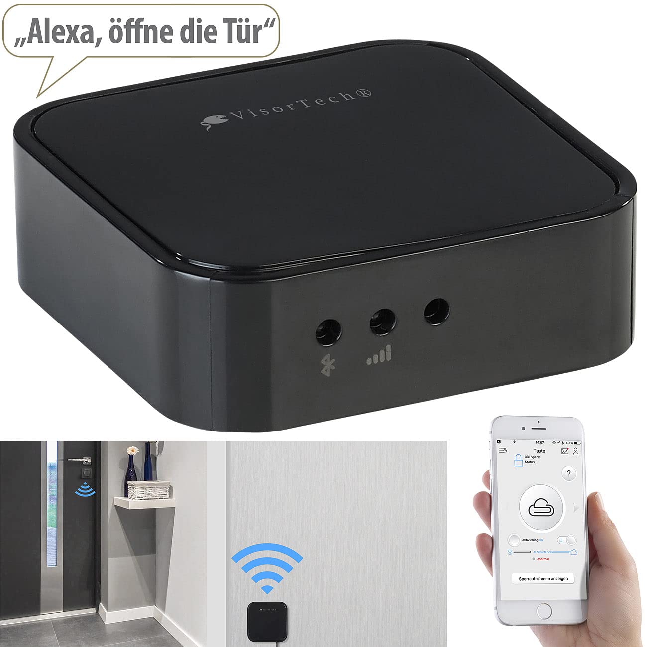 VisorTech Smart Home Gateway: WLAN-Gateway für elektronische Tür-Schließzylinder, App-Steuerung (Netzwerk, Smart Home, Schloss)