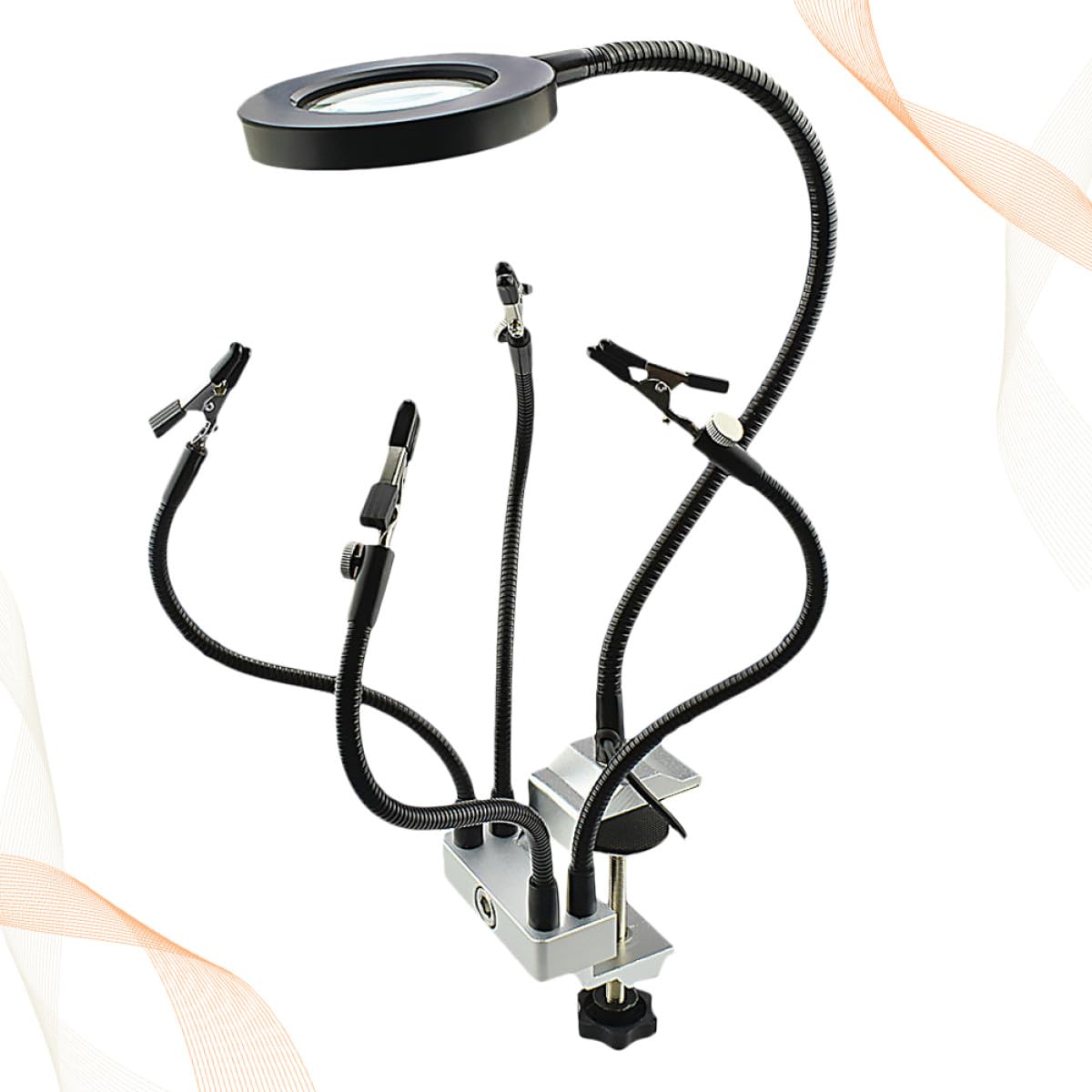 LED Lupen Tischlampe mit 360° Flexiblem Gelenk Dimmbare 11 Stufen LED Beleuchtung Klemmbare Schweiß und Reparaturlampe für Elektronik Basteln und Schmuck