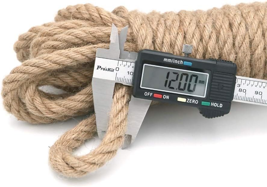 Miniatura 2 de KINGLAKE GARDEN Cuerda de yute, cuerda de cáñamo resistente de 12 pulgada x 32.8 pies (0.472 in x 32.8 ft) cuerda de cáñamo trenzada para jardinería