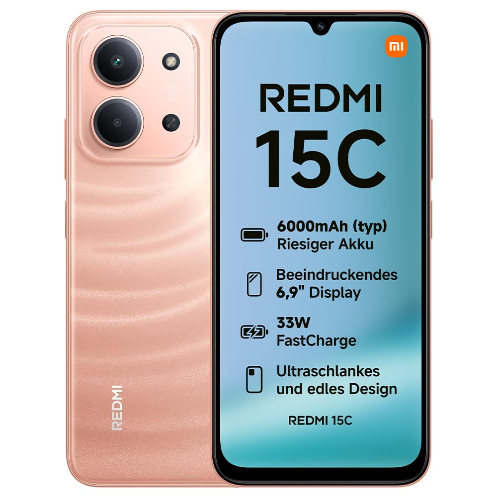 XIAOMI Redmi 15C Smartphone 4GB+128GB, 6,9" 120Hz Display, 50MP AI Dual-Kamera, 6000mAh Akku, 7,99mm schlank, Twilight Orange