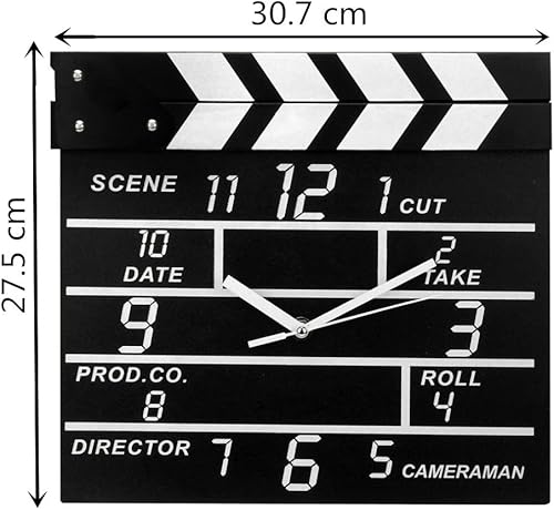 Miniatura 6 de Zaoniy Reloj de pared analógico de pizarra de cine retro grande, película moderna para el hogar, carrete de película de teatro, palomitas de maíz,