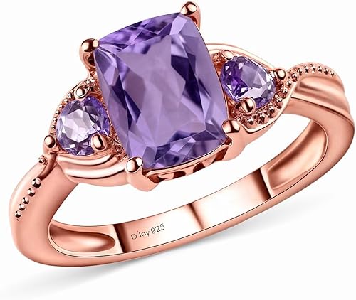 Shop LC Purple Amethyst Ring Promise Engagement Rings for Women 14K Rose Gold Plated in 925 Sterling Silver Bride Wedding Amethyst Jewelry for Women
