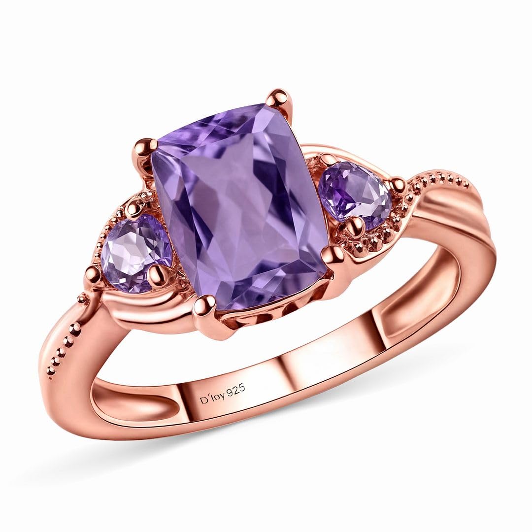 Shop LC Purple Amethyst Ring Promise Engagement Rings for Women 14K Rose Gold Plated in 925 Sterling Silver Bride Wedding Amethyst Jewelry for Women