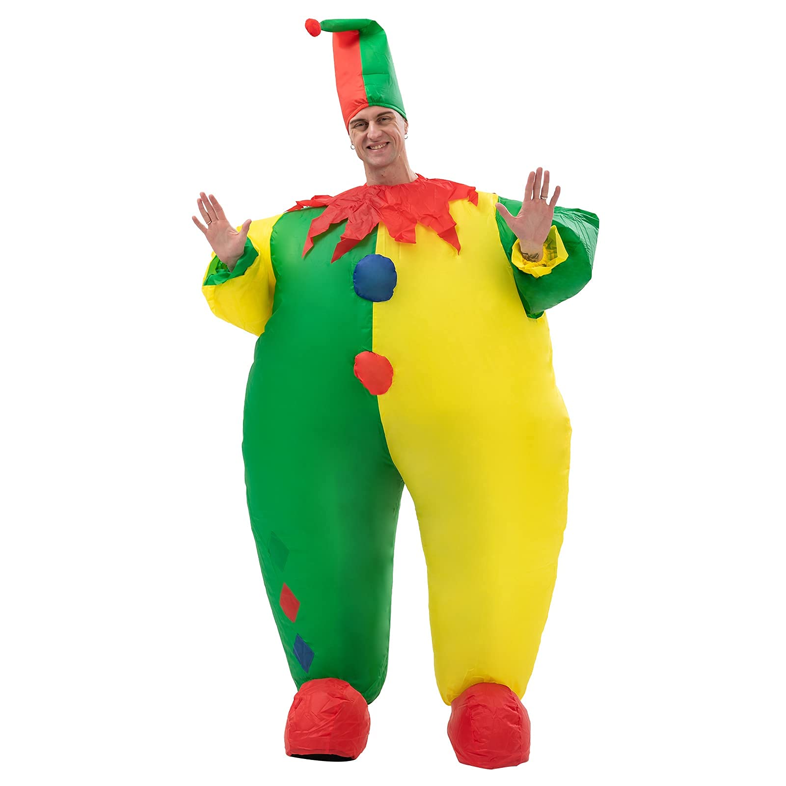 Payaso Disfraz para adultos Inflable Montar en Traje Disfraz inflable de Navidad para hombre y adulto