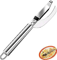 Faca de escama de peixe de aço inoxidável, faca de boca de peixe plana, barriga quebrada de descamação, raspador de escama de peixe dois em um multiuso, faca de escama de peixe, mata