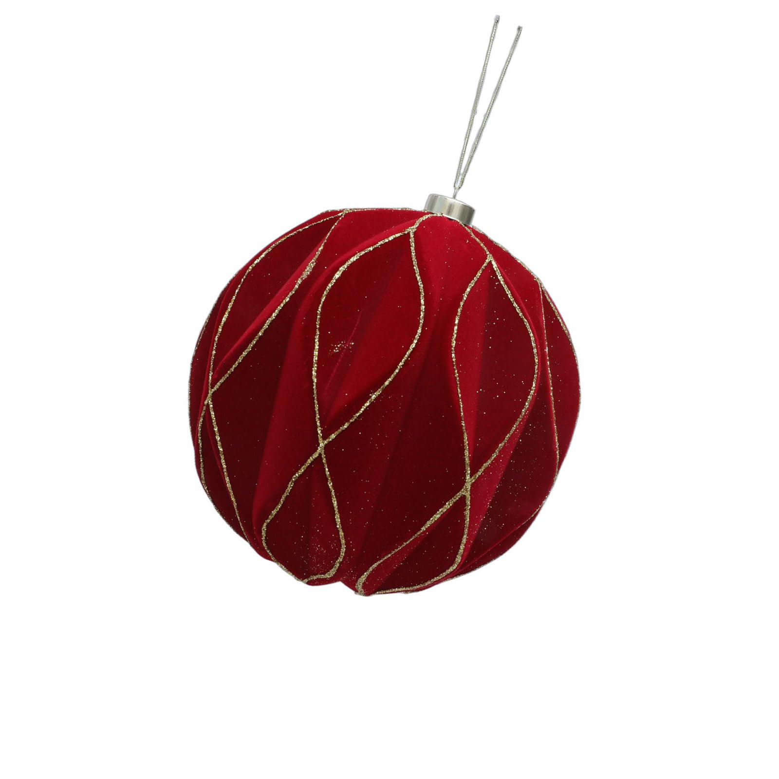 carotoe Glittering Rhombus Textured Velvety Christmas Orbs Decorations Shatter Resistant Plastomer Decorative Baubles for Tree Staircase Mantals Red Velutinous Christmas Ornament