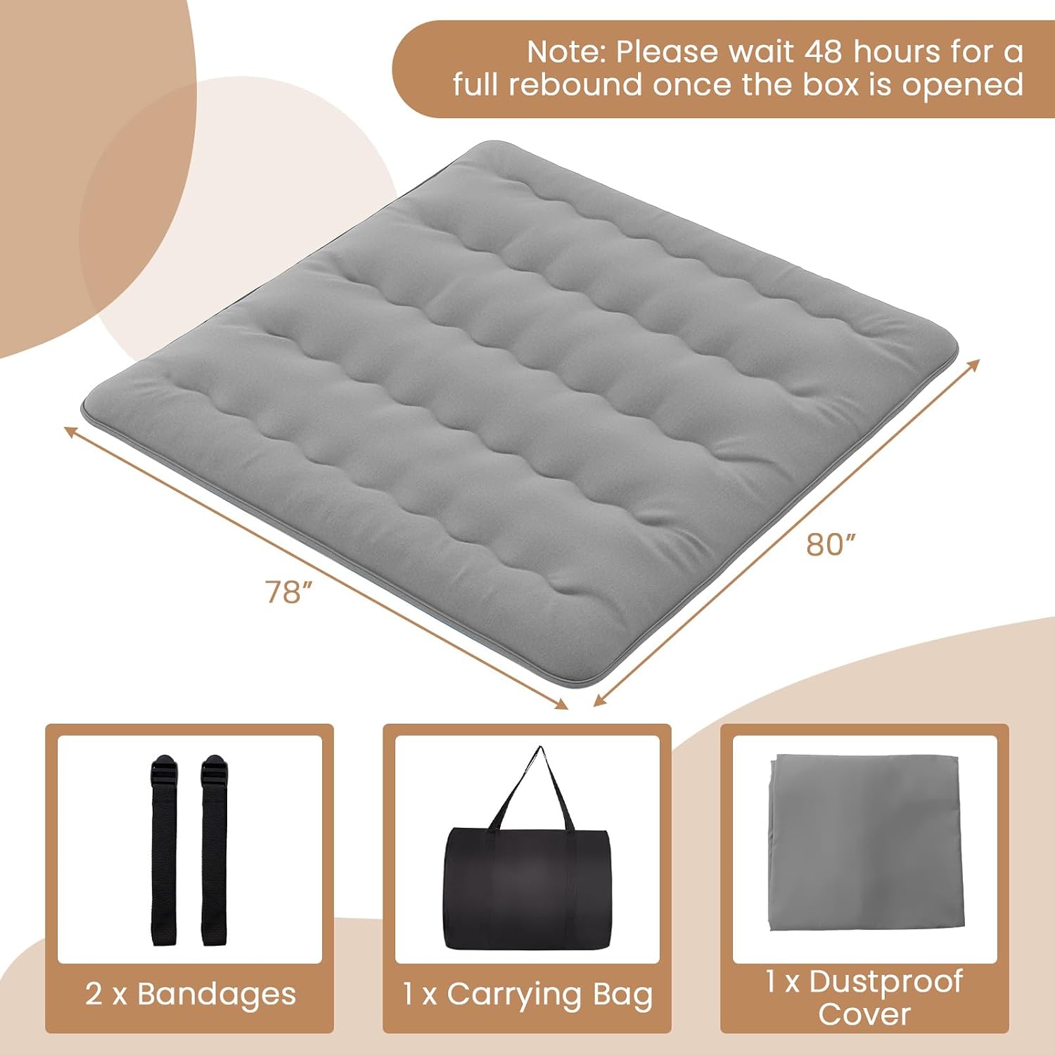 Giantex Japanese Floor Mattress, 4 Inch Futon Mattress with Washable Cover & Storage Bag, Foldable Roll up Mattress Tatami Mat, Portable Sleeping Pad for Camping, Dormitory, Grey, King
