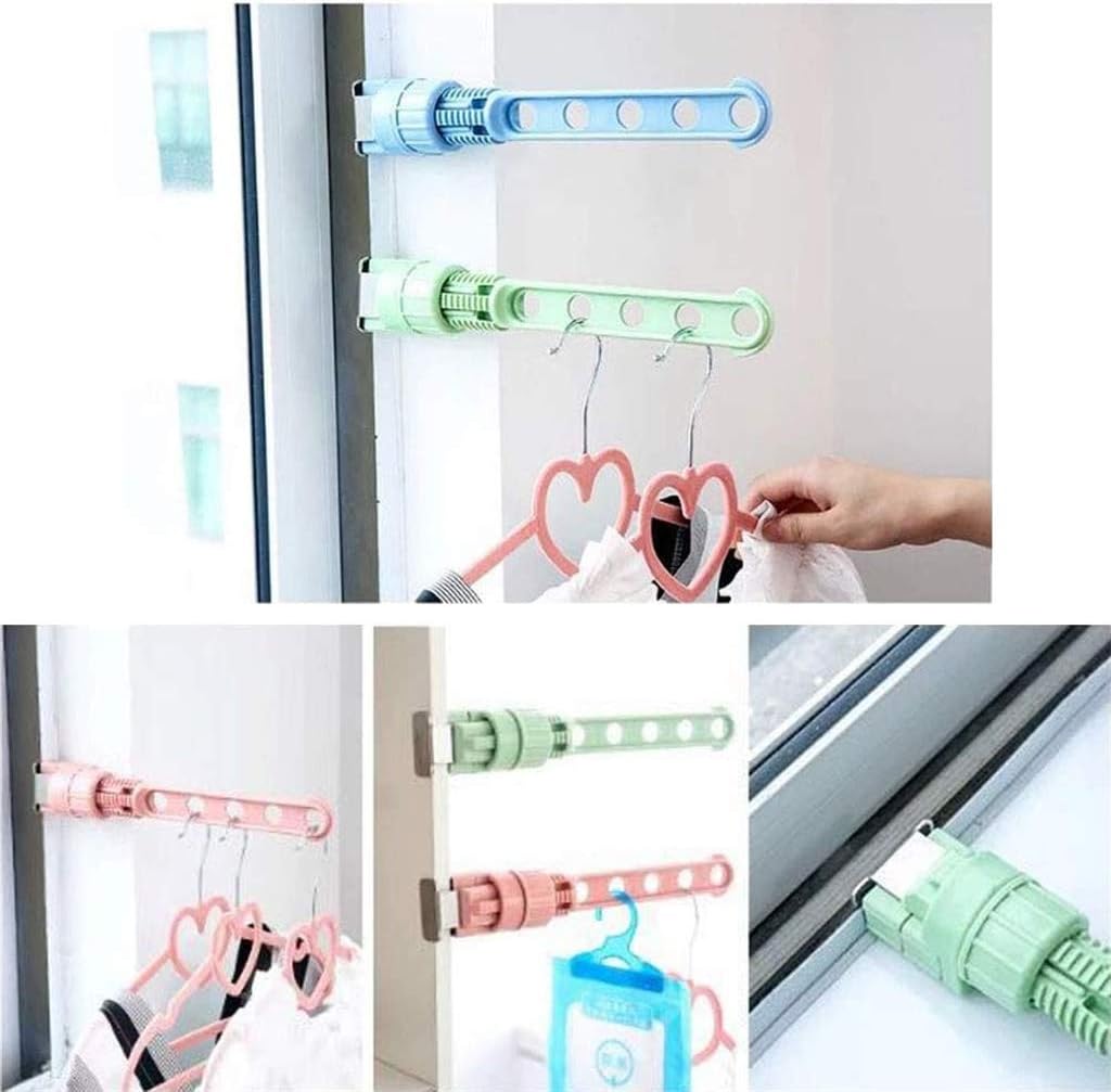 Portable Clothes Drying Rack, 5 Hole Window Frame Hanger Space Saver Hangers Multi-Functional Reusable for Travel Dormitory Hotel Balcony Indoor Outdoor