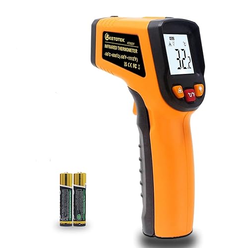 Miniatura 10 de KETOTEK Termómetro infrarrojo sin contacto IR pistola de temperatura láser digital -50℃～600℃ (-58℉～1112℉) Termómetro de emisividad ajustable para