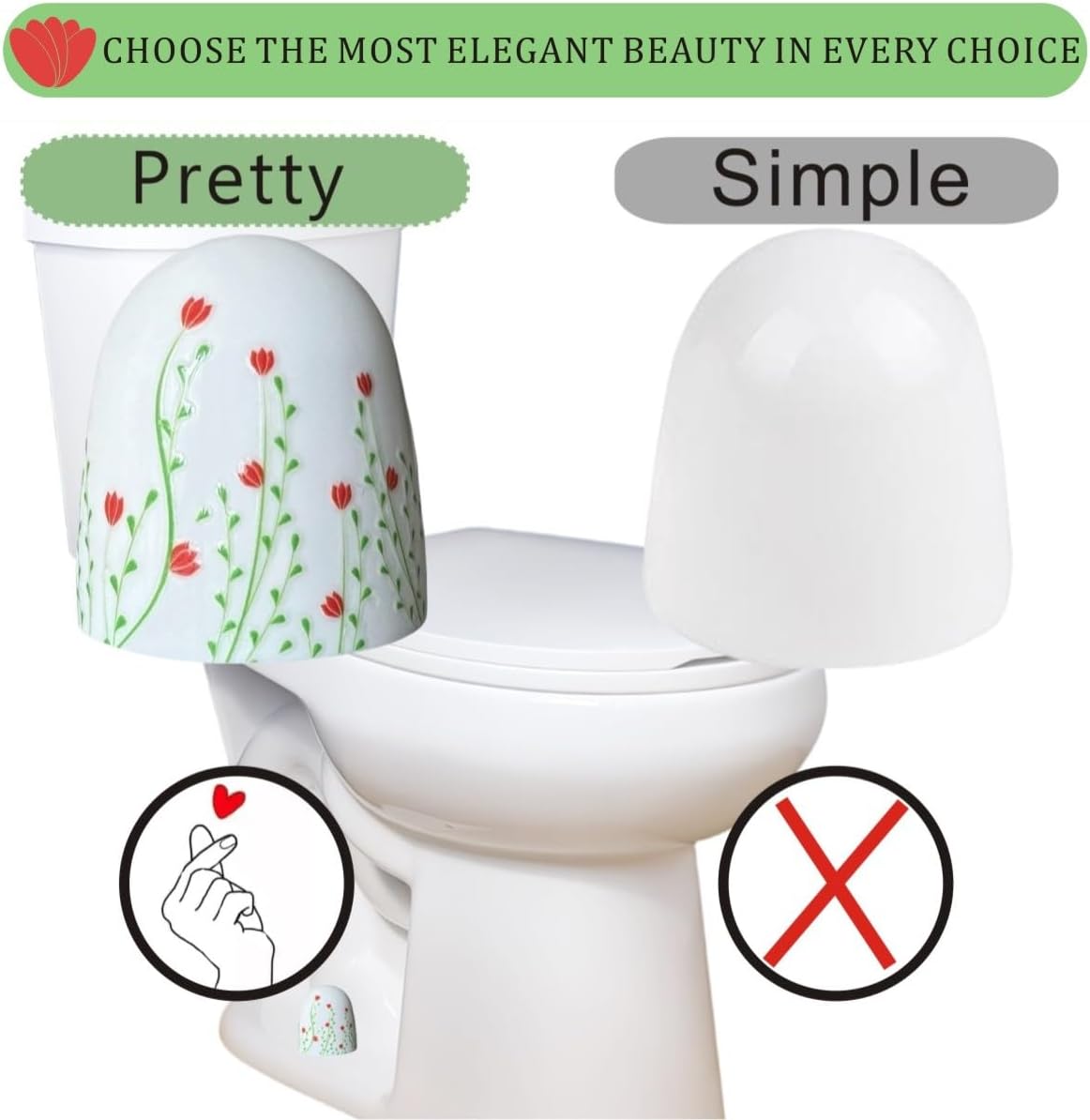 2Pcs Toilet Bolts Cover with Elegant Colorful Pattern,Nature Flower Plant Toilet Bowl Bolts Covers for Bathroom Decoration 2Pcs Toilet Replacement -4Pcs/Pack image 5