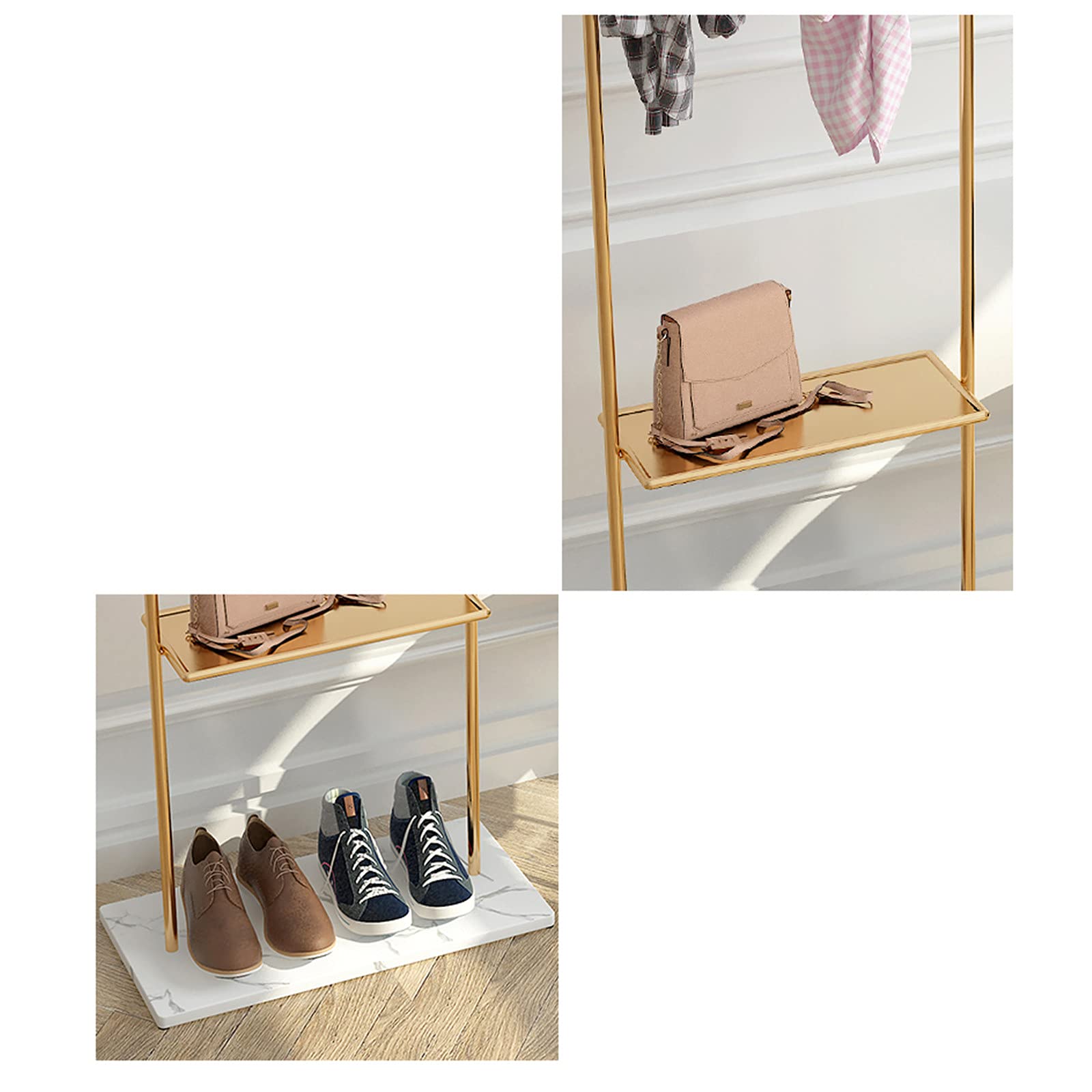 Goldener Kleiderständer Mit Marmorsockel – Freistehend, Bis 50 Kg Belastbar, Höhe 190,5 Cm, Für Kleidung, Taschen & Schuhe