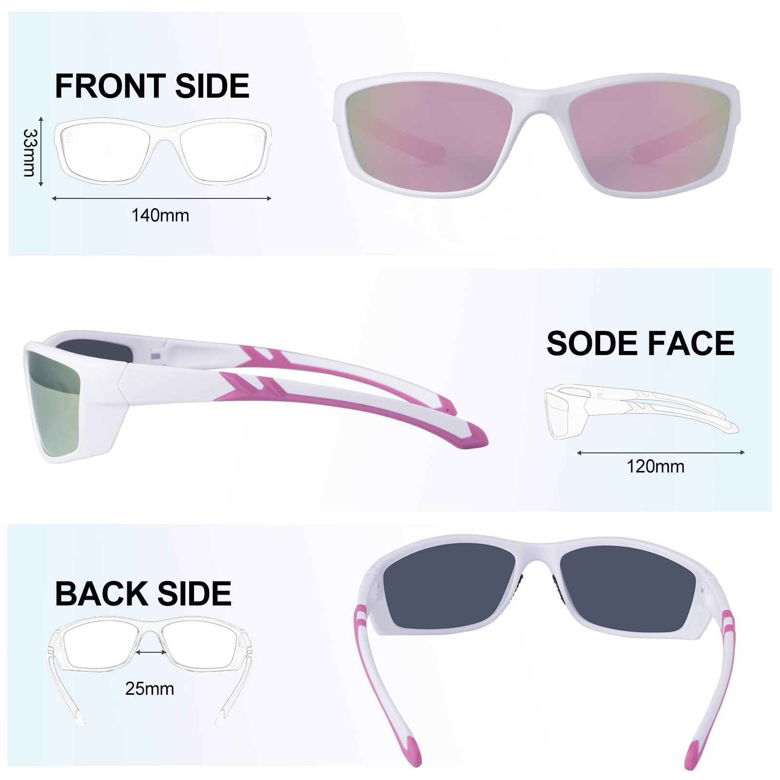 SKYWAY Polarized Wrap Around Sport Sunglasses for Women Men UV Protection Baseball Softball Running Driving Fishing Cycling Glasses,Pink - Image 2