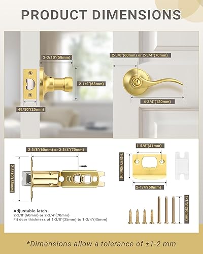 Vista 55 de KNOBWELL Paquete de 2 pomos de puerta de bronce, palancas interiores para dormitorio, baño, cepillo frotado sin llave, manija de puerta de Bronce