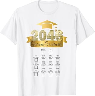 2046 Future Graduate Yellow Check Box School Year Keepsake T-Shirt
