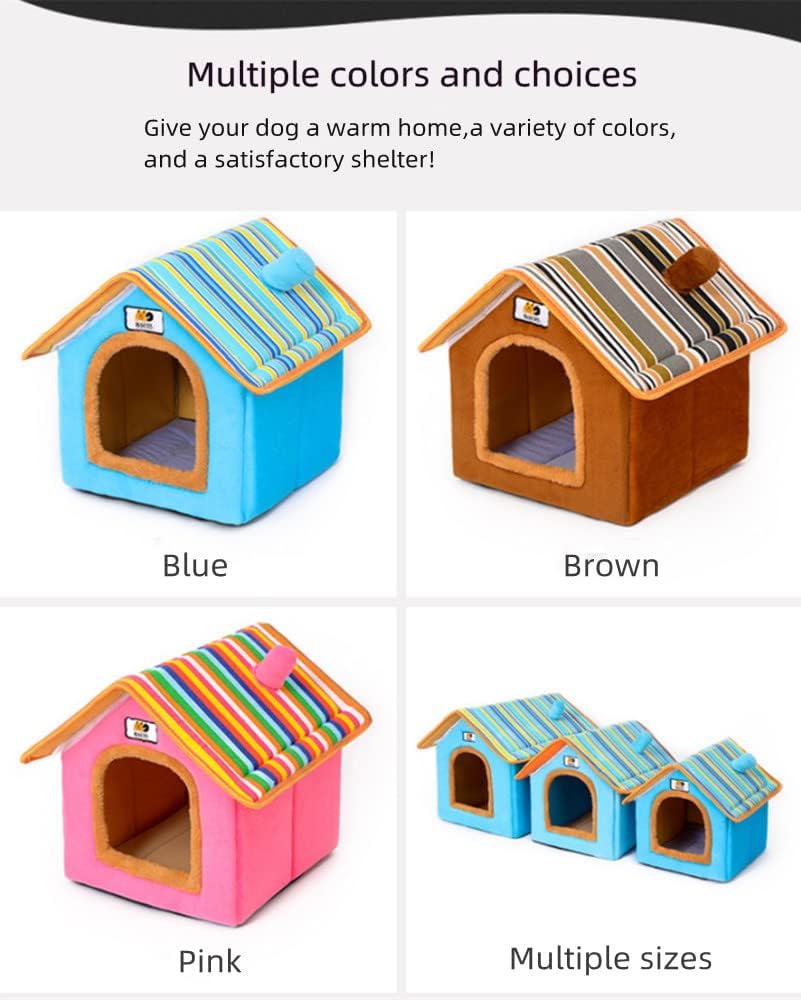 Warm and Comfortable Dog Cat House Removable and Washable Dogs Cats Cave Plush Dog Cat Bed(Pink,Medium)