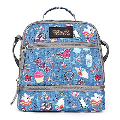 Tilami Lunch Bags Insulated Adjustable Strap Zipper, Water-Resistant Cooler Bags, Bento Bags For Kids Toddlers (Blue Jeans) #TOP12