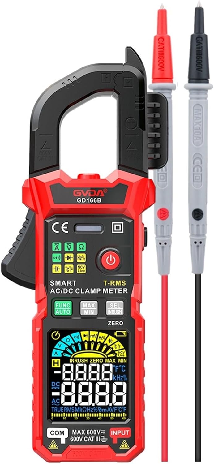 Digital Clamp Meter Auto Range True RMS NCV DC AC Voltage Meter Inrush Current Tester Automatic Voltmeter Smart Multimeter(GD166A)