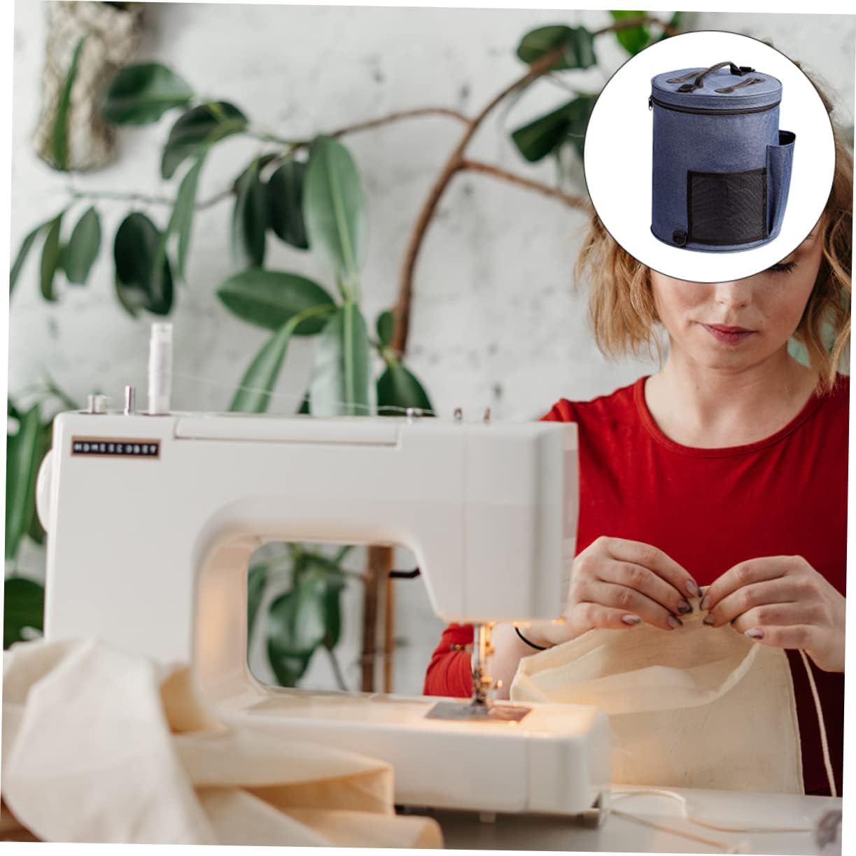 Waterproof Storage Bag for Knitting Yarn, Blue Polyester Travel image 2