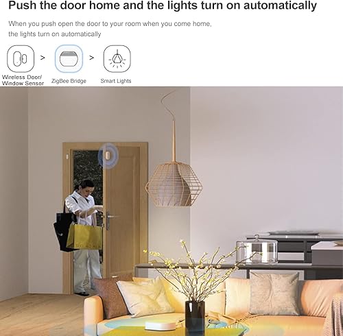 Miniatura 6 de QIACHIP ZigBee - Sensor inalámbrico para ventana de puerta, alarma antirrobo para seguridad del hogar, compatible con AlexaGoogle Home, requiere