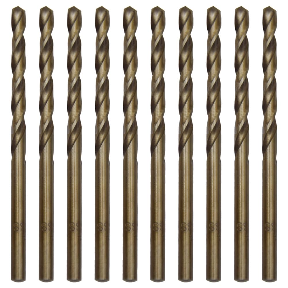 CEEYSEE 10Pcs Drill Bits 4mm HSS Drill Bit Straight Shank Twist Drill Bits Titanium Jobber Drill Bit Sets for Stainless Steel,Aluminum, Plastic and Wood (4mm/MHZT)