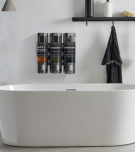 Miniatura 6 de Dispensador de jabón de ducha montado en la pared, dispensador de champú sin taladro, dispensador de champú y acondicionador de pared de ducha,