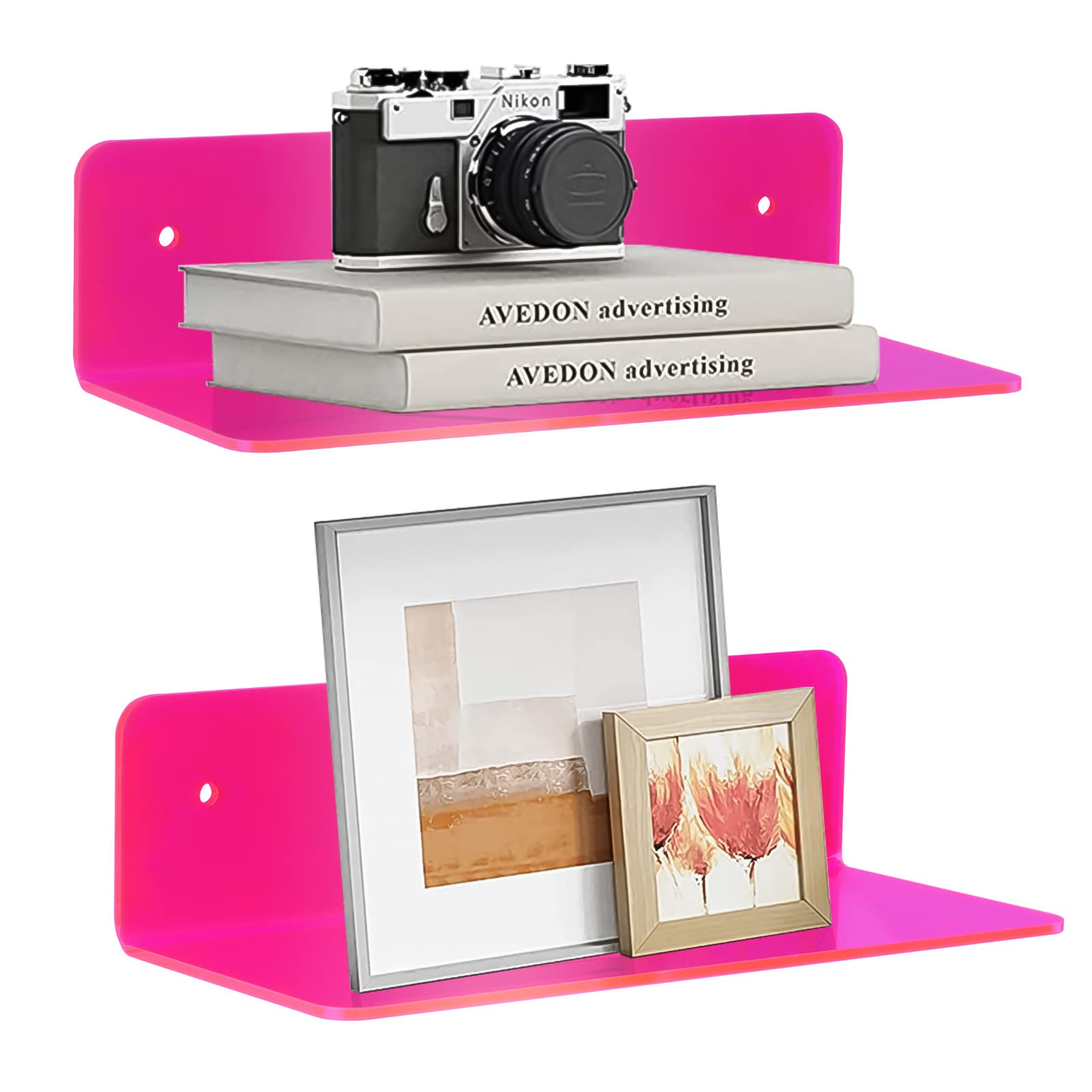 Buy Acrylic Floating Shelves 9 inch 2 Pack Adhesive Wall Shelf for