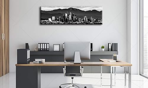 Miniatura 4 de JiazuGo - Paisaje urbano en lienzo impreso en blanco y negro, obras de arte moderno para pared con vistas panorámicas de ciudades, cuadros de 14 x