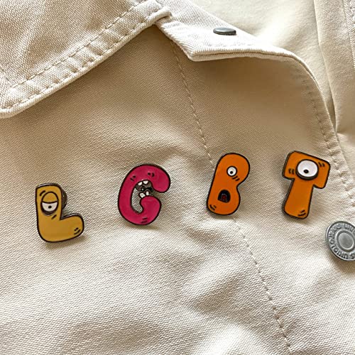 Image of 26pcs Initial Letter Enamel Pins A-Z Cartoon Alphabet Brooch Pin Lovely Lapel Pin Badge Jewelry for Backpacks Jackets