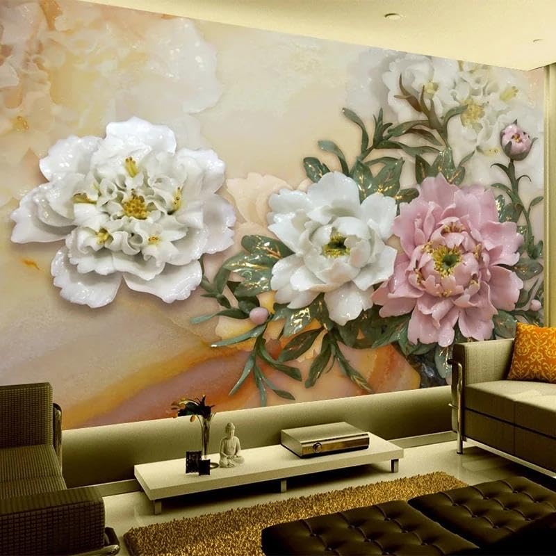 Papier peint 3D fleurs bleues auto-adhésif rénovation murale facile sans colle