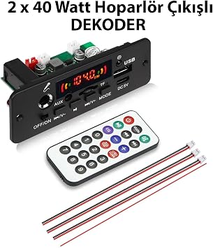 2 X 40 Watt Karaoke Anfili Dekoder Bluetooth,Fm Radyo,Usb, Aux,Tf Kart, Mp3 Player