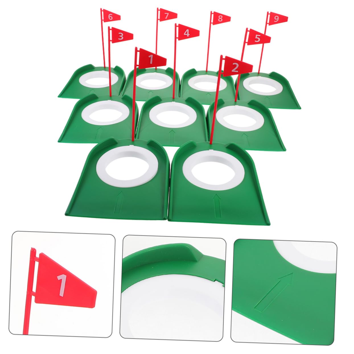 POPETPOP Golf Training Tool Set 9 Pcs Putting Cup Flag for Accurate Indoor/Outdoor Practice