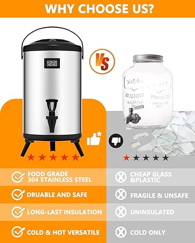 Miniatura 7 de Dispensador aislado de bebidas de 2 galones, dispensador de bebidas calientes con interior de acero inoxidable 304, dispensador de agua caliente
