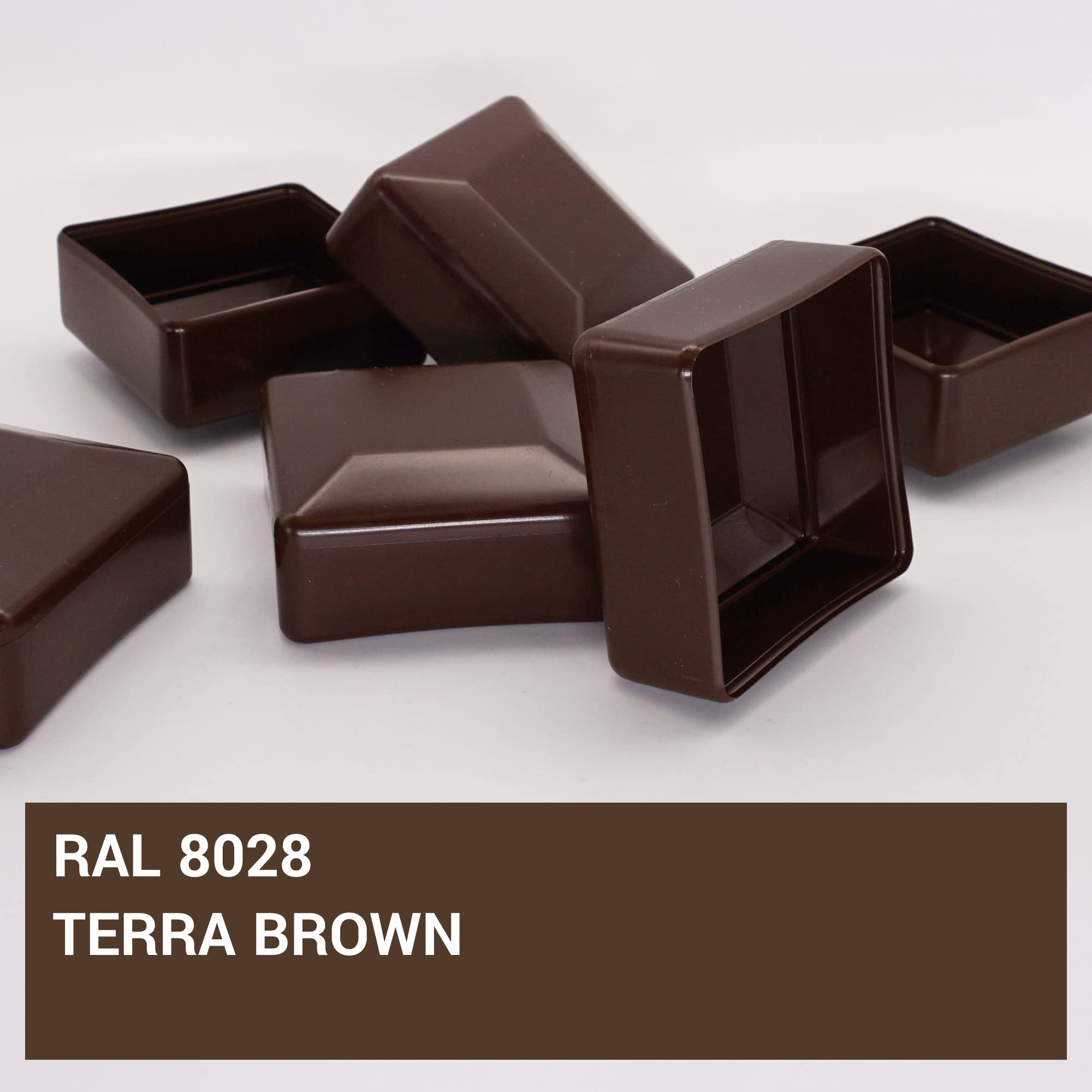 SKIR'CO (30 pcs) Fence Post Caps, Square 60 x 60 mm Brown Plastic Caps for Fence Posts Brown RAL 8028 Colour - Image 3