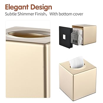 Ekirlin Resin Tissue Box Cover Square, White Flower Decorative Textures