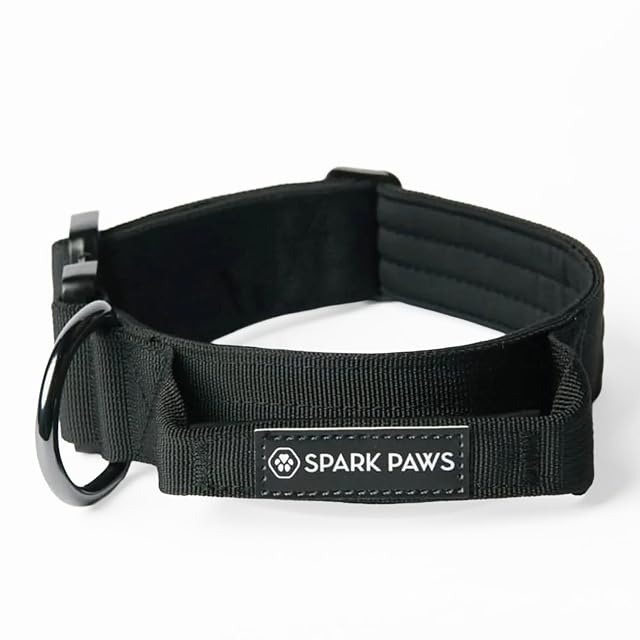 Spark Paws Collar Táctico para Perro, Resistente, Grueso y Duradero para Perros Grandes y Medianos, Negro, L