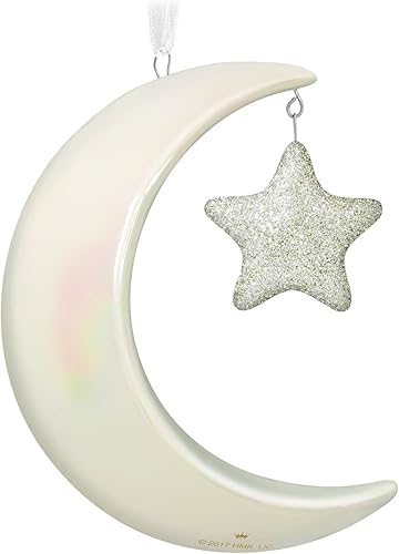 Miniatura 5 de Hallmark Recuerdo 2017 Godchild - Adorno navideño de porcelana con fecha de luna y estrellas