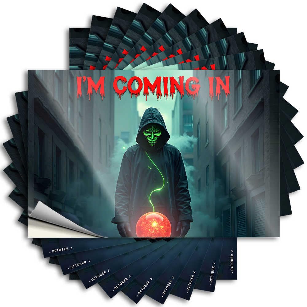 Sticker Farm Peel and Stick - Spooky Figure with Glowing Orb in Urban Alleyway Hard Lover Waterproof Vinyl for Christmas(8X12CM)
