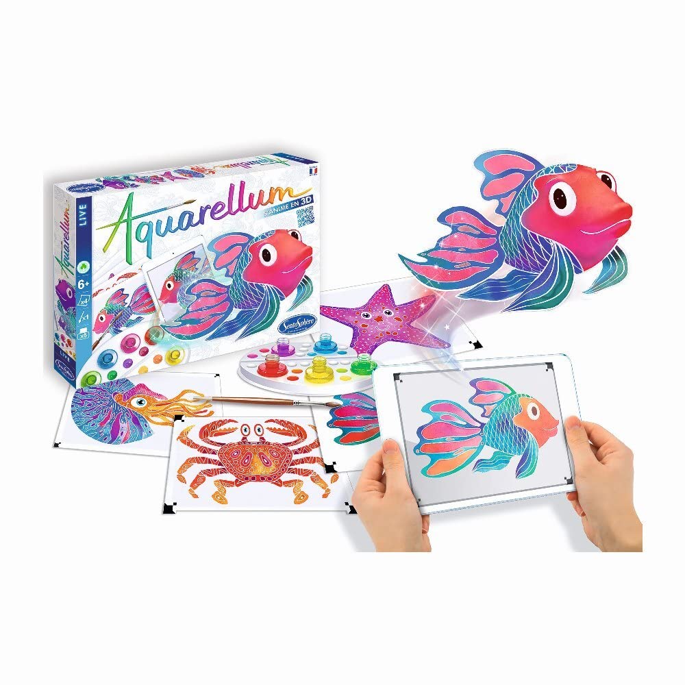 Sentosphère – Aquarellum Grand Format - Pegases – Kit de peinture aquarellable – Activité créative avec 3 tableaux 32,5 x 25 cm – 9 peintures incluses - 7 à 99 ans - Fabriqué en France –6390 Sentosphère – Aquarellum Grand Format - Pegases – Kit de peinture aquarellable – Activité créative avec 3 tableaux 32,5 x 25 cm – 9 peintures incluses - 7 à 99 ans - Fabriqué en France –6390