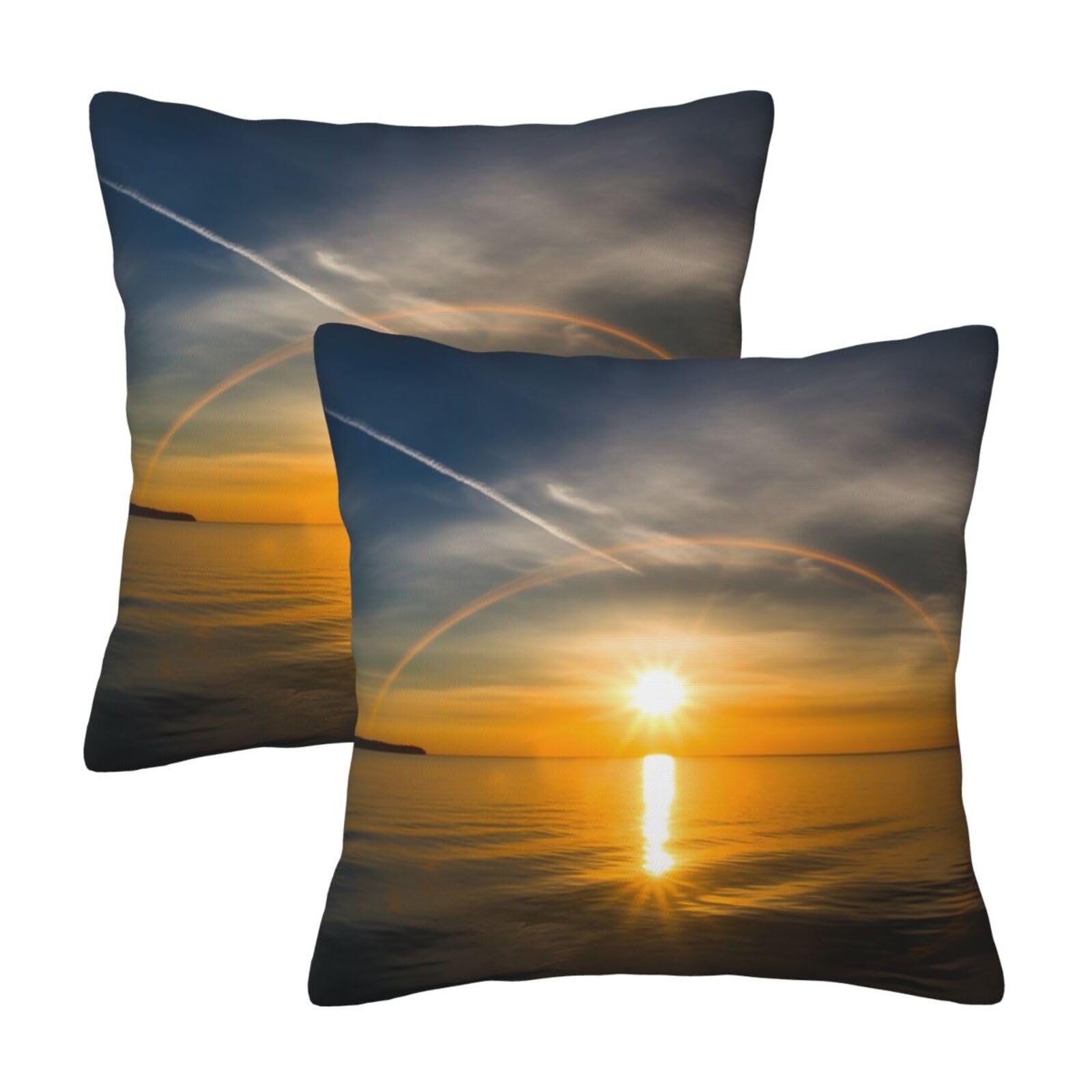 Sunrise horizon Throw Pillow Cases 2 Pack Square Pillowcases Soft Pillow Protectors for Couch Livingroom Sofa Bed Office Car,30x30 CM