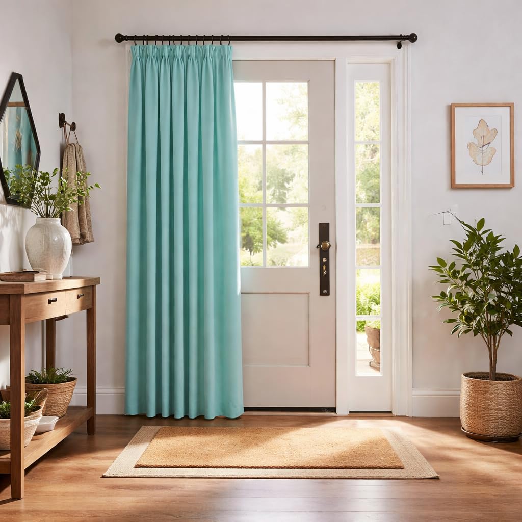 John Aird Blackout Curtains Pencil Pleat with Tie Backs (Aqua, W 66" x L 84" (1 Panel) Thermal Energy Saving Curtains for Bedroom & Living Room โ image 1