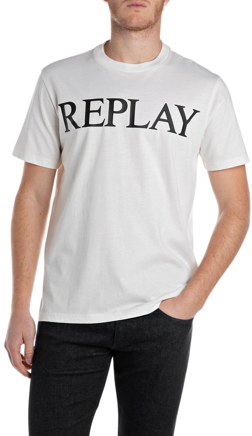 Replay Men's 011 Natural White T-Shirt, 3XL
