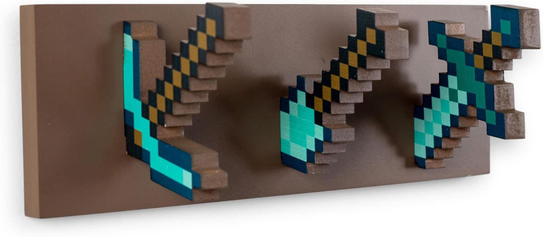 Ukonic Minecraft Diamond Tool Wall Coat Hooks Storage Rack Organizer | Freestanding Hat and Coat Rack Wall Mount, Home Decor Room Essentials | Video Game Gifts and Collectibles